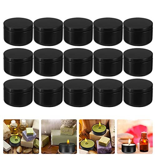 Artibetter Empty Storage Containers 24Pcs Candle Tins 2Oz Aluminum Tins Mini Round Empty Candle Containers Tin Jars With Lids For Candle Making Spices And Gifts (Black) Metal Tea Lights Cups #TOP2