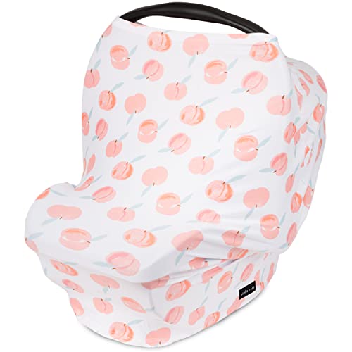 Image of Breathable Nursing Cover Up and Car Seat Cover for Babies Simka Rose - Breastfeeding Cover for Baby Boy & Girl - Adjustable Stretchy Infant Carseat Canopy Carrier Cover for Summer - Must Have Registry
