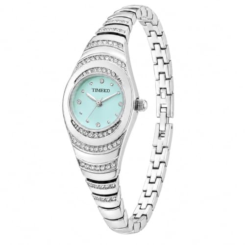 Image of TIME100 Ladies Bracelet Watch Silver Oval Crystal-Set Dress Watch for Women