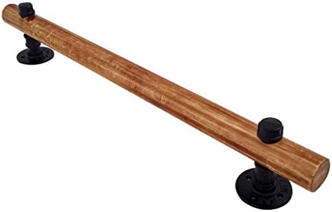 Wooden Staircase Handrail Wall Mounted Hand Rail Railing, DIY Industrial Solid Pine Wood Bar With Wrought Iron Pipe Stairs Kit Brackets, Bathroom Grab Bar (Size : L 100cm)