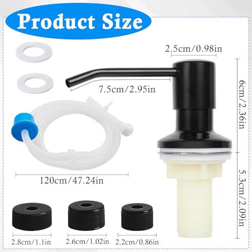 Image of Soap Dispenser for Kitchen Sink, Built in Sink Soap Dispenser with 47 inch Extension Tube Kit | 360 Rotatable Liquid Soap Dispenser for Kitchen or Bathroom Countertop