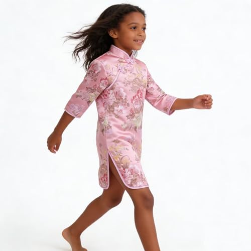 Vestido chino para niña Peony Rose Qipao rosa talla 16 miniatura 4