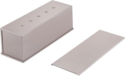 CHEFMADE Molde para pan comercial Pullman con tapa, capacidad de masa de 2.6 libras, antiadherente, rectangular, plana, para hornear en horno, 5.2 x