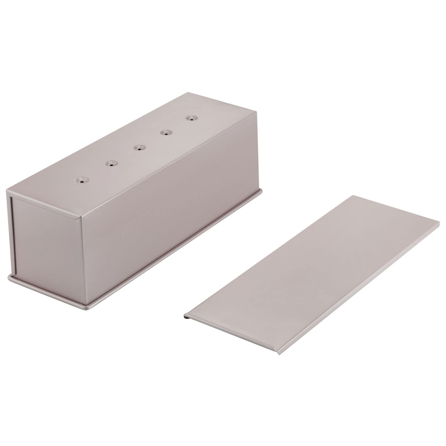 CHEFMADE Commercial Pullman Loaf Pan with Lid, 2.6Lb Dough Capacity Non-stick Rectangle Flat Toast Box for Oven Baking 5.2" x 15.2"x 4.9"(Champagne Gold)