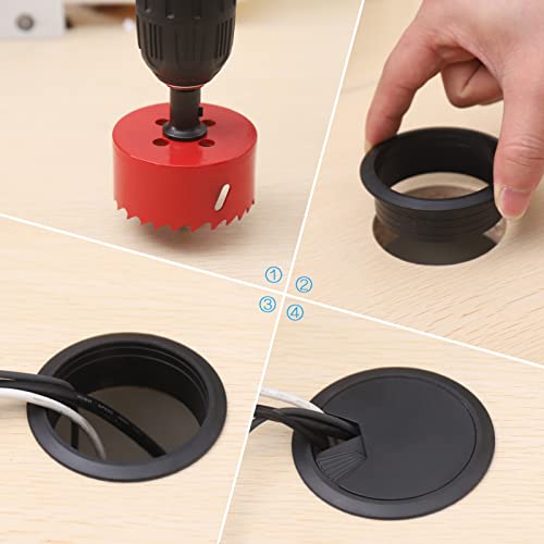 Miniatura 5 de Hejo 10 Piezas Pasacables De Escritorio, 60mm Pasacables Mesa Oficina Con Cubierta De Agujero, Cables Mesa Pasacables Redondos Para Gestión De Usb Alambre, Cable