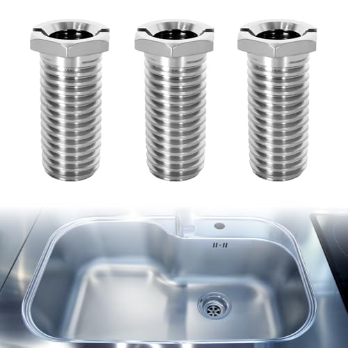 3 Piezas M12 x 30mm Fregadero Cesta Tornillo Acero Inoxidable, Tornillo de Colador de Fregadero, Cocina Tornillo Hueco, Tornillo de Enchufe para Válvula de Fregadero
