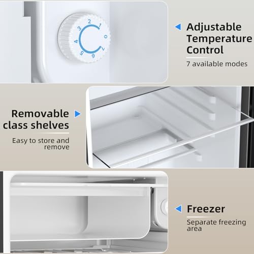 Image of Antarctic Star 3.2 Cu.Ft.Compact Refrigerator with Freezer, Mini Fridge Single Door with Adjustable Thermostat,Removable Glass Shelves for Apartment,Dorm,Office,Kitchen,BLACK
