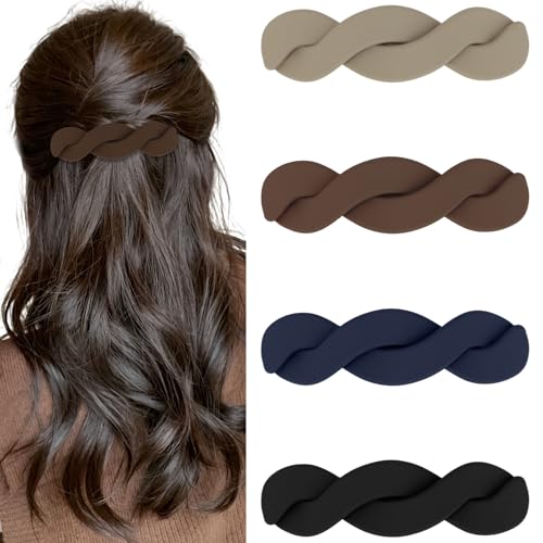 ANBALA 4Pcs Hair Barrettes for Women, Non-Slip Matte Vintage Barrettes, Strong Hold French Hair Clips for Women Girls