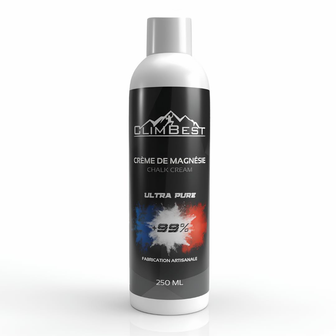 Magnésie Liquide 250ml/500mL/1L Ultra Pure - Fabriquée en France sans Résine - Nouvelle Formule - Escalade, Gymnastique, Street Workout, Musculation - Crème de Magnésie
