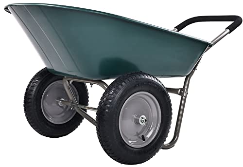 Dual-Wheel Home Garden Yard Utility Wheelbarrow Cart with Built-in Stand