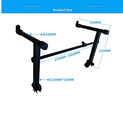 WEEGEEKS 2 Tier Keyboard Stand Attachment Adjustable Electric Digital Piano Stand for 54 - 88 Key Music Keyboards Rack Holder Adjustable Width 15-27 inch Music Instrument Accessories by WEEGEEKS - Image 3
