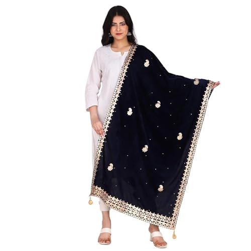 Women's Velvet Gota Patti Broad Border Dupatta