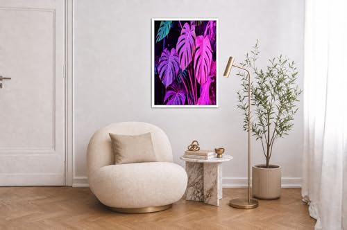 Affiche Monstera rose fluo art mural violet jungle 80x120cm