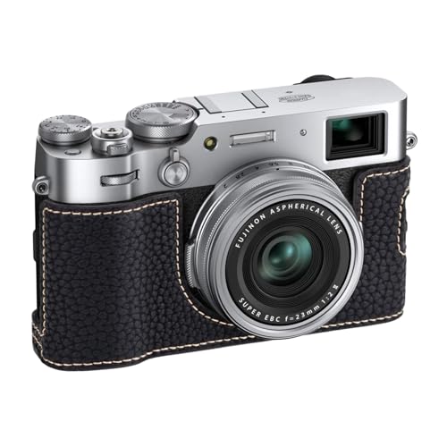 VOVMOEYA X100VI Case,PU Leather Camera Half Case Compatible with Fujifilm X100VI Digital Camera - Black