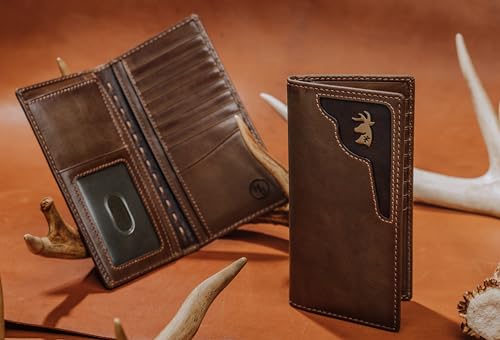 House of Jack Co. Deer Ornament Long Bifold Wallet for Men and Outdoorsmen, Rodeo Wallet, Full Grain Cowhide Leather Wallet, Brown2