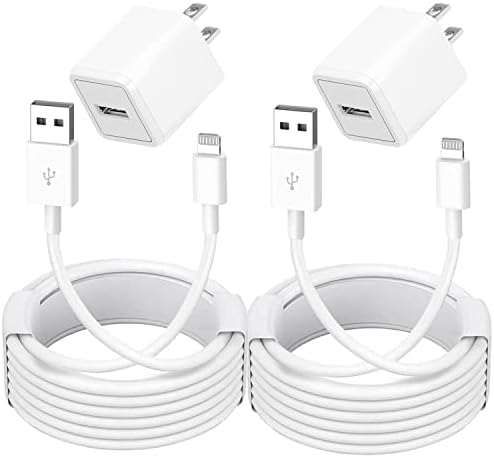 Apple MFi Certified iPhone Charger,2Pack Long 6FT Lightning Cable Cord with Apple Chargers Fast Quick Charging Travel Cube Block USB Wall Adapter for iPhone 11/12/13/14/XS Max/XR/X/8/8 Plus/7/6/SE