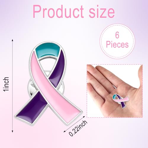 Image of 6Pcs Awareness Enamel Ribbon Lapel Pins Ribbon Brooch Pin for Charity Events Survivor Campaign Party Favors Supplies