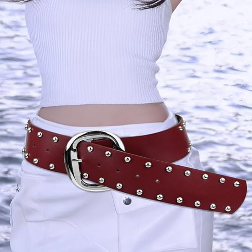 Grommet Waist Belt Punk Eyelet Charm Wide Chain Trendy Grunge Buckle Modern Waistband Waist Chain Studded Belt3