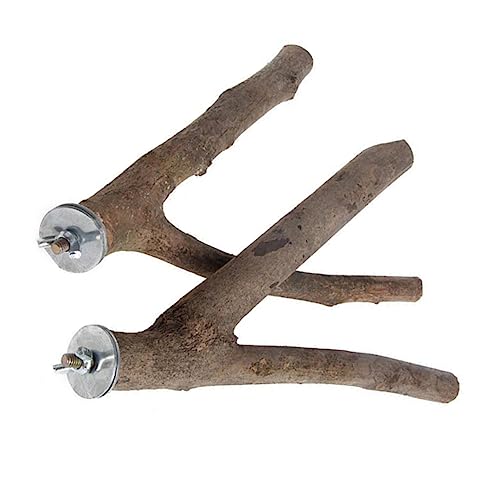 VANZACK 2pcs Natural Wood Parrot Bird Stand Perch Birdcage Stands Bird Play Perch for Cockatiels Parakeets Parrots