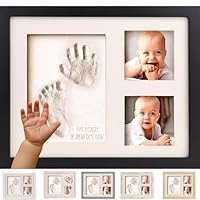 Bubzi Co Handabdruck Fußabdruck Baby Fotorahmen Set für Neugeborene Mädchen Jungen, Gerahmte Bilder Baby Geschenk, Fotoalbum, Andenkenbox, Wanddekoration für Zimmer Kinderzimmer (Jet Black)