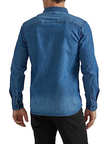 Lee Men's All Purpose Classic Fit Long Sleeve Shirt, Denim Medium Wash Indigo, Large2