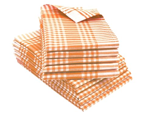 ZOLLNER 10 paños de Cocina de algodón, 50x70 cm, Naranja a Cuadros