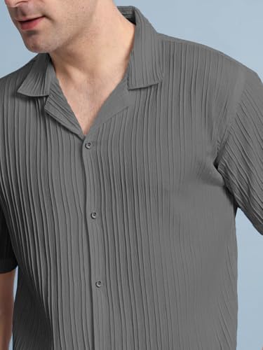 Image of Noble Monk Men's Polyester Regular Fit Solid Casual Shirt |Half Sleeve | |Stylish Shirt
