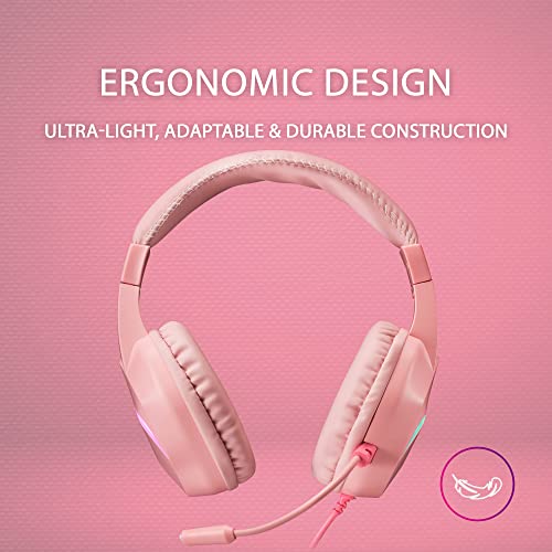 MARSGAMING MH122P Mars Gaming FRGB Over Ear Gaming Hoofdtelefoon met Microfoon, HiFi Geluid, Geluidsonderdrukking, Ultra Lichtgewicht, PS4 PS5 Xbox Switch Tablet Windows Mac, Roze - Afbeelding 4