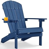 Adirondack Stuhl mit Getränkehalter für Outdoor Garten: Wetterfest Adirondack Chair Kunststoff HIPS - Langlebig & Robust Adirondack Outdoor Stühle für Balkon/Terrasse/Feuerstelle - Einfache Montage