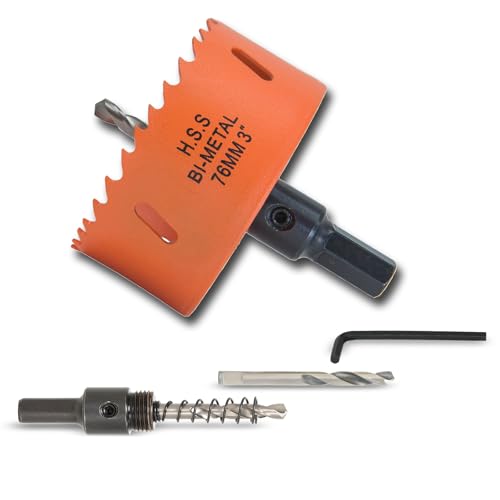 VIKITON 3 inch Hole Saw with Arbor for Metal Wood Plastic, 76mm Bi-Metal Hole Cutter for Different Project with Smooth and Flat Drilling Edge, Fast Chip Removal