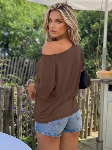 Image of Trendy Queen Womens Off the Shoulder Tops Oversized Summer Spring T-Shirts 2026