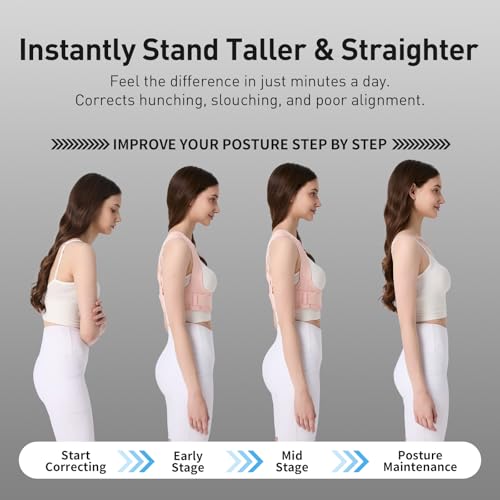 WNIEYO Back Brace Posture Corrector for Women Shoulder Straightener for Upper and Lower Back Pain Improving Postura Support Belt for Scoliosis (Pink,Small/Medium) - Thumbnail 5