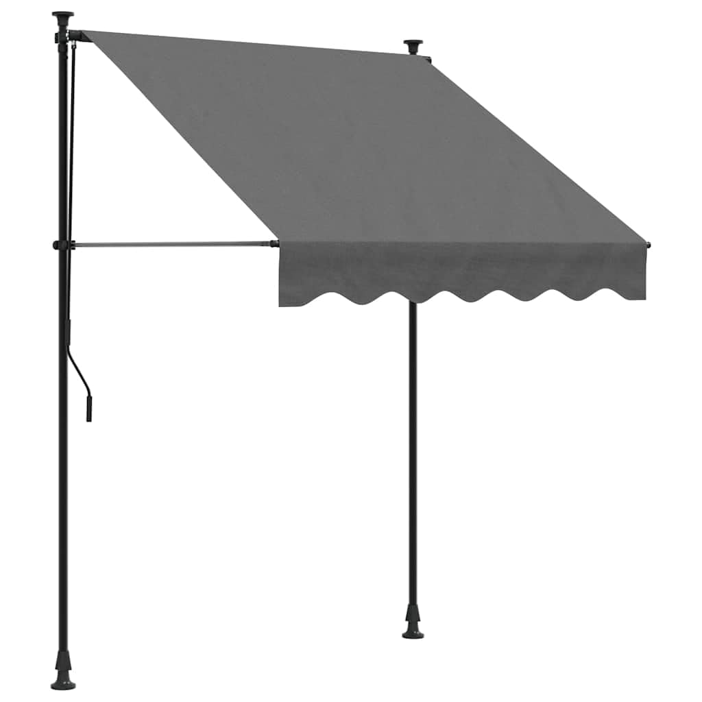 Einziehbare Markise Anthrazit 150x150 cm aus Stoff und Stahl, UV-beständige Terrassenmarkise mit Verstellbarer Höhe für Balkon und Garten, robuste Beschattung