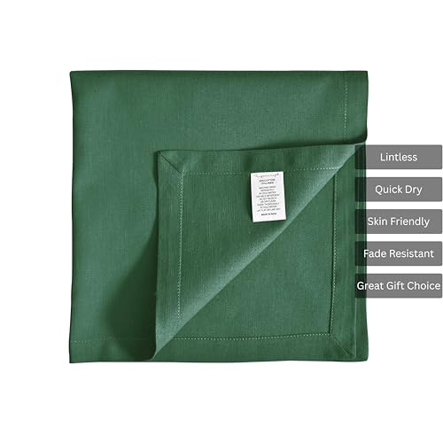Image of FINGERCRAFT Table Napkins 18x18 Inches Set of 6 Cotton Linen Blend Fabric Dinner Cloth Napkins Washable and Reusable, Good Absorbency for Home, Parties, Hotels (Eden Green)