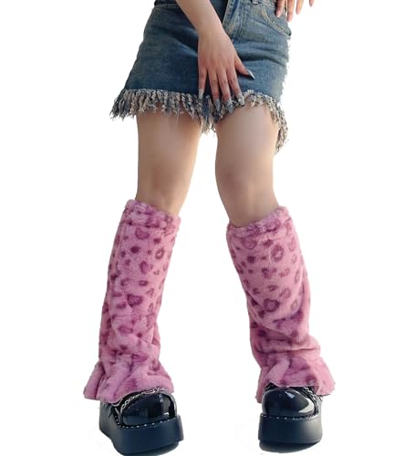 Image of Sexybody Leg Warmers for Women & Girls Y2K Kawaii Fluffy Fur Flared Leg Warmer Furry Goth Grunge Socks Harajuku Leopard