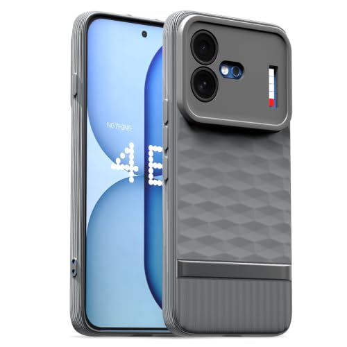 Image of Pikkme Back Cover for Nothing Phone 4b 5G Camera Protection 3D Hexa Cube Design Silicone Protective Bumper Case (Grey)