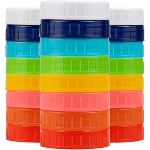 Tebery 24 Pack 86mm Plastic Mason Jar Lids Cover