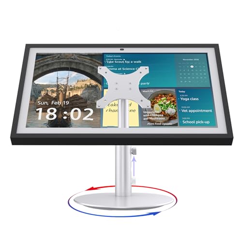 ITSHOM Stand for Echo Show 15 (1st 2nd Gen) Echo Show 21 with Swivel and Tilt Design 4-Level Height Settings Aluminum Mount Stand for Show 21 VESA-Compatible for 15-21 Displays (Silver-Swivel)