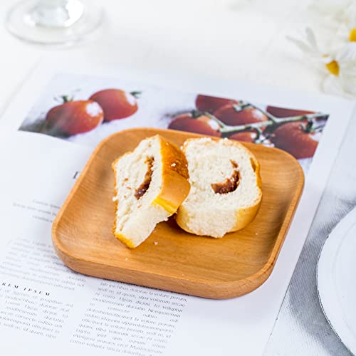 Wooden Plate, Square Wooden Plate，4-Piece Food Wooden Plate, Handmade From Hardwood, Multifunctional Tableware, Used For Dinner, Lunch, And Breakfast, As Aplate Plate And Tray.mini Dessert Plates #TOP1