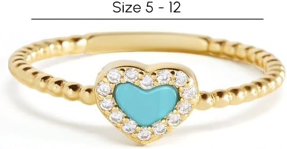 Mint & Lily Tiny Gemstone Heart Stacking Ring for Women, Stackable Tarnish Free Jewelry, Gift for Women