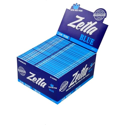 Zetla King Size Wide 50 Packs of 33 Blue Rolling Papers - King Size Wide (4.25 x 2.13 in) - Premium French Papers