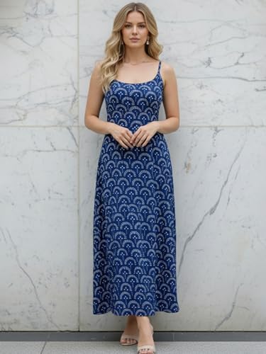 Image of Aahwan White Printed Round Neck Sleeveless Backless Long Indo Western Fusion Dress for Women's & Girl's