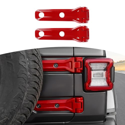 RT-TCZ for Jeep JL Tailgate Hinge Cover Trim Decals Red for Jeep Wrangler JL JLU 2018 up Red Exterior Accessories 2pcs