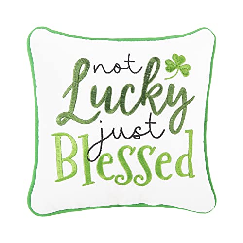 C&F Home Not Luck Just Blessed Embroidered 10 X 10 Inch Throw Pillow St. Patrick's Day Decorative Accent Covers For Couch And Bed 10" X 10" Green #TOP26
