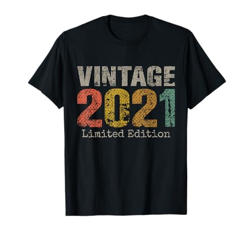 Vintage 2021 Text 5th Birthday Gift Boy Girl 5 Year