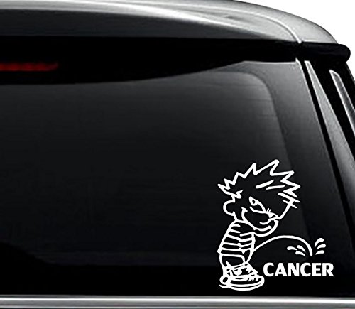 Pee Piss On Cancer Decal Sticker For Use On Laptop, Helmet, Car, Truck, Motorcycle, Windows, Bumper, Wall, and Decor Size- [20 inch] / [50 cm] Tall / Color- Matte Black
