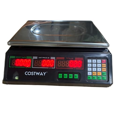 Costway 40kg Price Computing Scale, Digital Commercial Food Scale with Counting Function, Stainless Steel Platform, Dual LCD Display for Farmers Market, Retail, Deli, Not for Trade