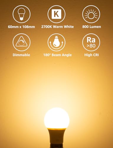 Lepro E27 Screw Bulb Dimmable, 7W Equivalent to 60W, Warm White 2700K E27 LED Bulbs, 800 Lumens Edison LED Light Bulb, Energy Saving Light Bulbs for Lamp, Pack of 6 - Image 4