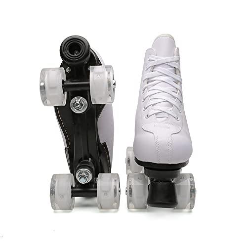 Image of Adult Roller Skates High Top Indoor Outdoor Quad Skates White 12 M US Women