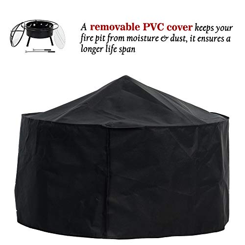 Sundale Outdoor Fire Pits Outdoor Wood Burning Large Fireplace, 32 Inch Steel Round Firepit Bowl With Bbq Grill, Cooking Grate, Spark Screen, Fire Poker, Cover, Portable Fire Pit For Outside #TOP2